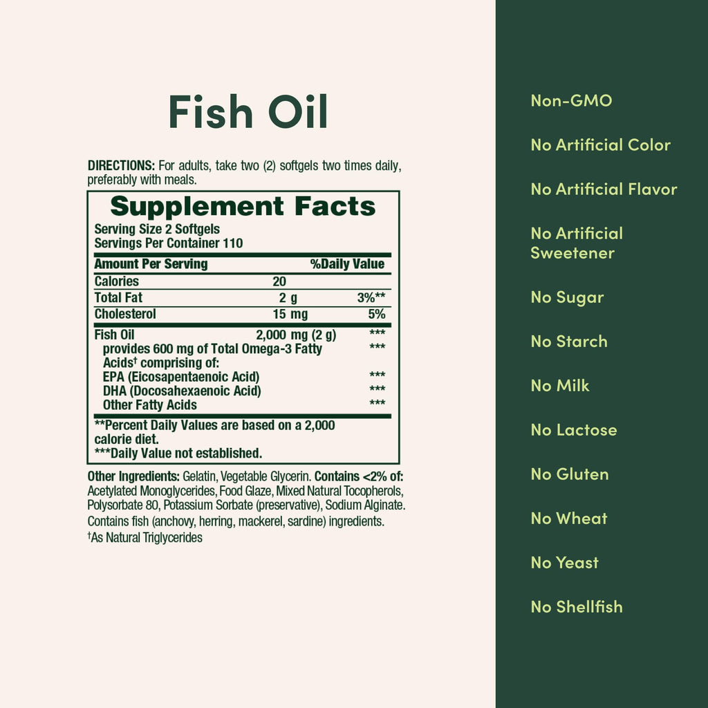 Nature's Bounty Fish Oil 220 Count – Odorless Omega-3 & Omega-6 Softgels