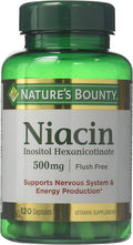 Nature's Bounty Flush Free Niacin 500 mg – 240 Capsules (2 x 120 Count Bottles)