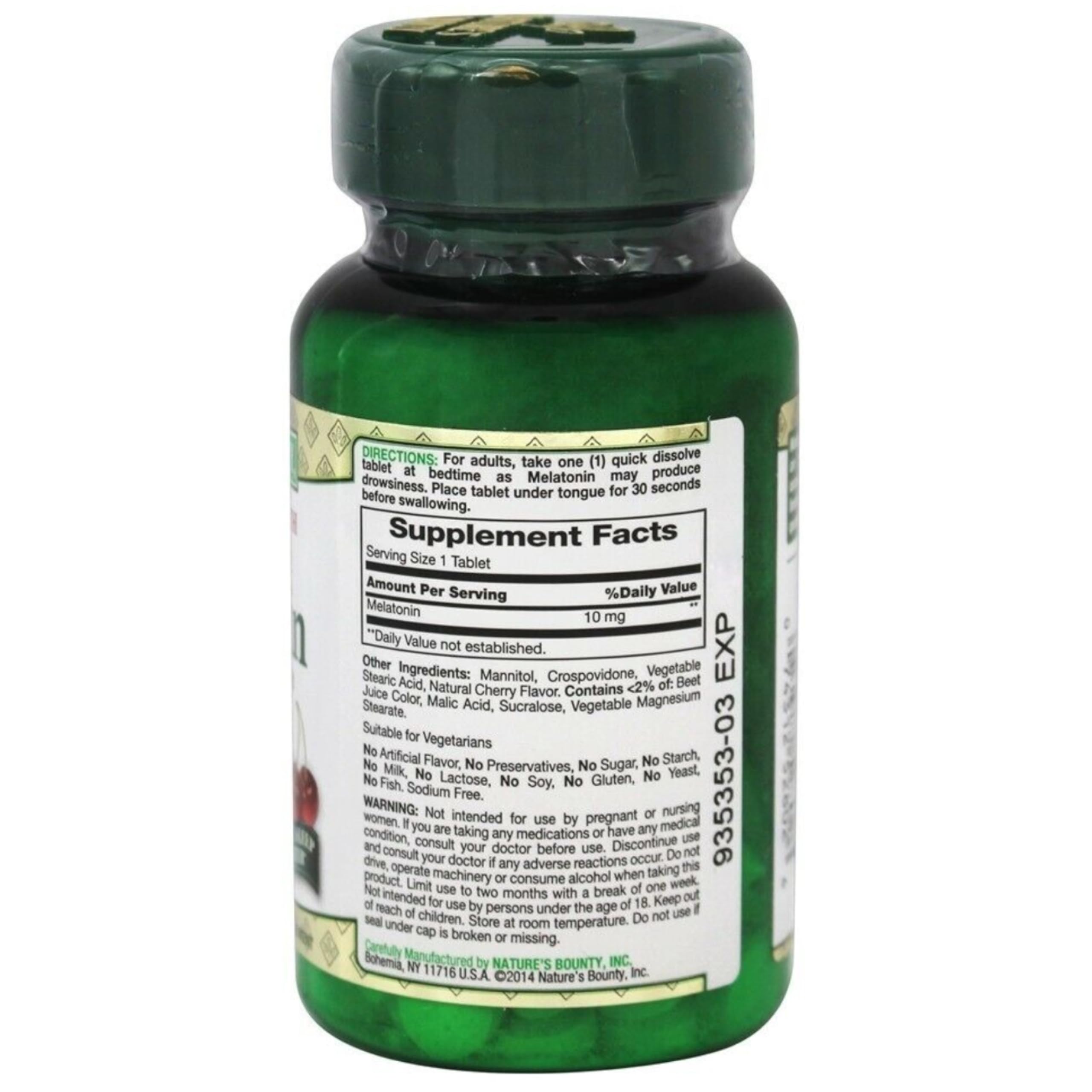 Nature's Bounty Melatonin 10 mg Quick Dissolve Tablets – Pack of 4