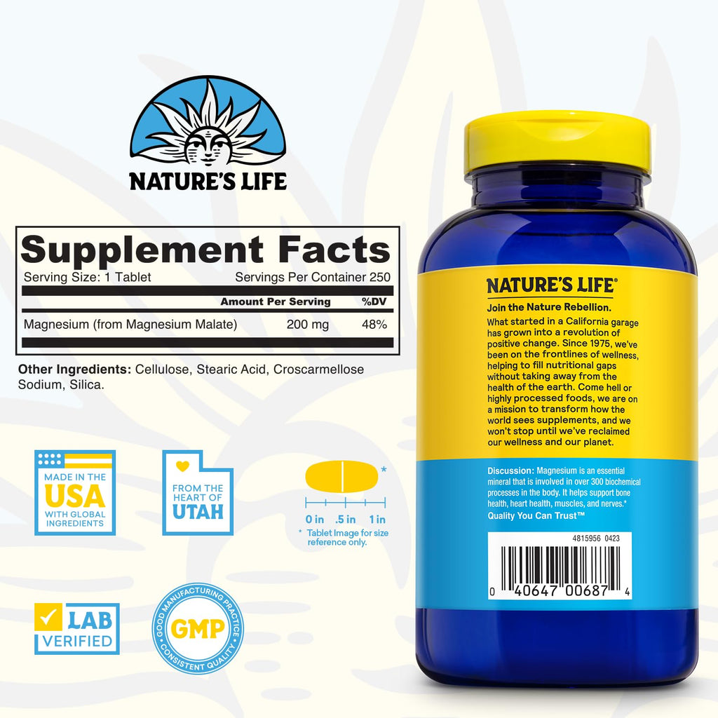 Nature's Life Magnesium Malate 200 mg – 250 Servings