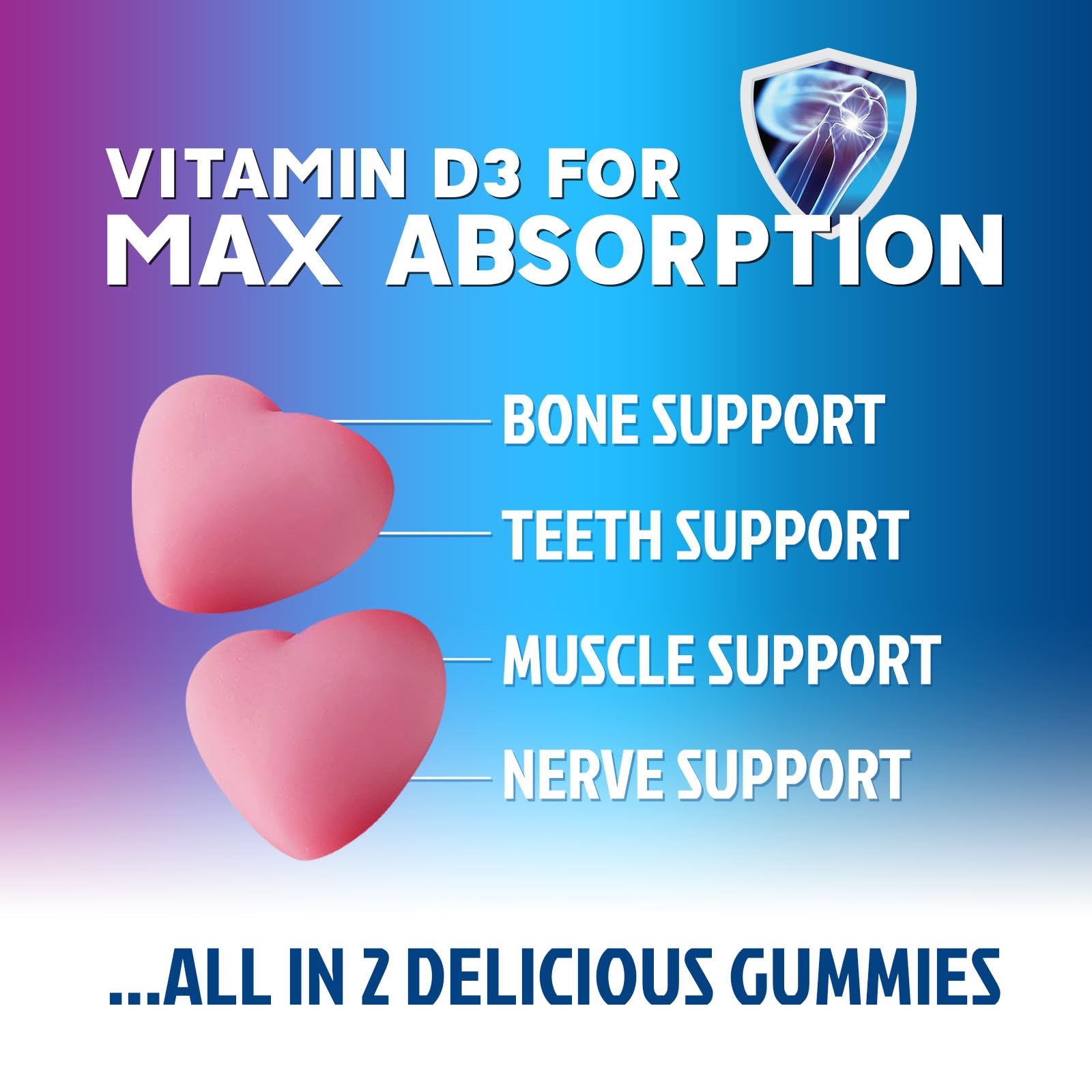 Calcium Gummies with Vitamin D3 (400 IU) - Sugar Free, 120 Count | Supports Immune Health & Bones