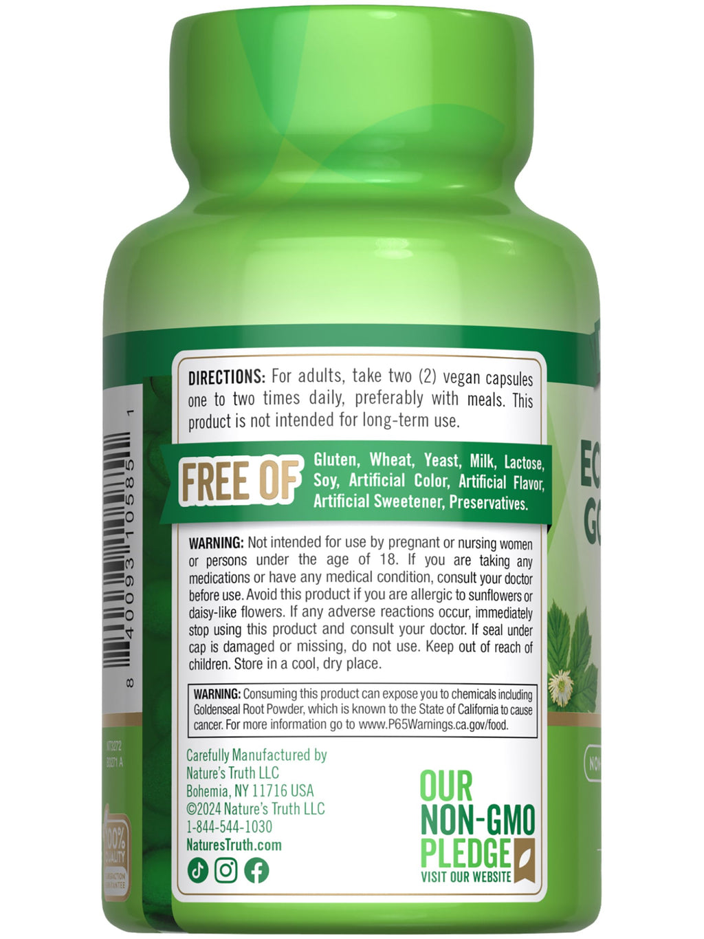 Nature's Truth Echinacea Goldenseal Capsules 1400mg – Vegan, Non-GMO & Gluten Free (Pack of 2)
