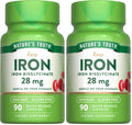 Nature's Truth Iron Supplement for Women & Men | 28 mg Iron Bisglycinate | 90 Capsules Pack of 2 | Non-GMO, Gluten Free