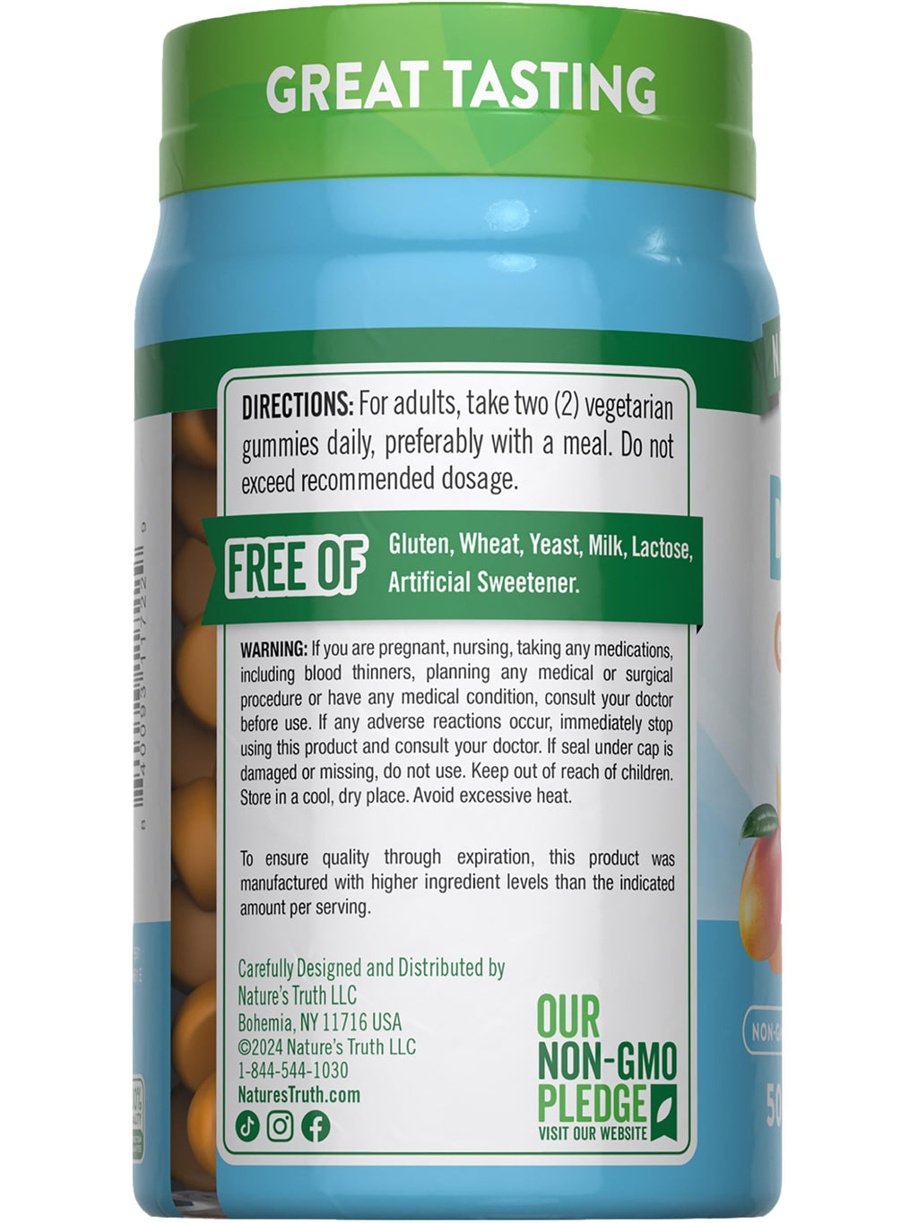 Nature's Truth Vitamin D3 + K2 Gummies – 50-Count (Pack of 2) | Peach Mango | Vegetarian, Non-GMO & Gluten Free