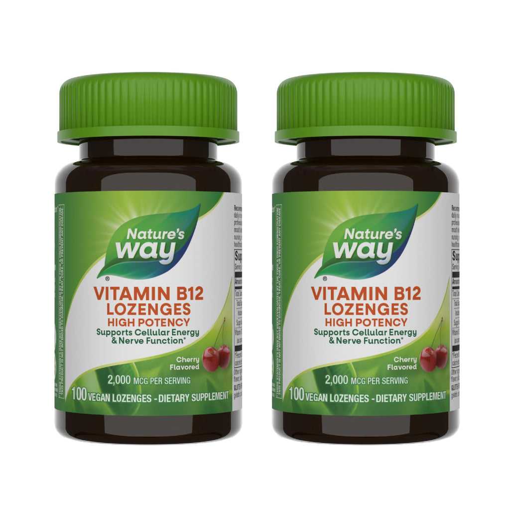 Nature's Way Vitamin B12 Lozenge 2-Pack - 2000 mcg Cherry - Vegetarian Gluten-Free
