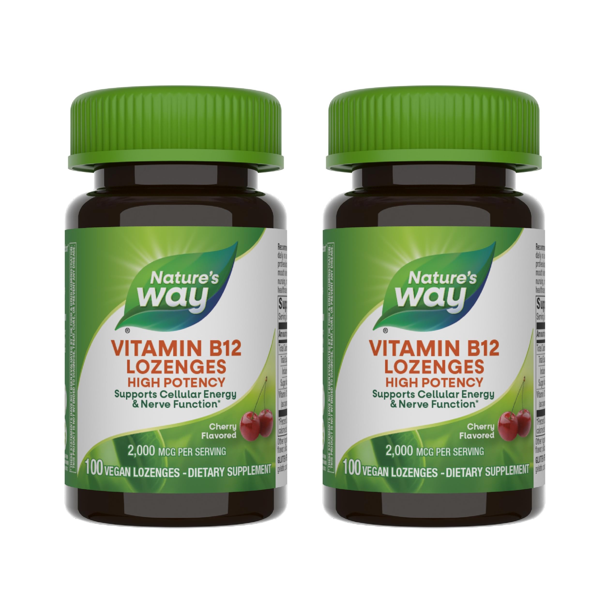 Nature's Way Vitamin B12 Lozenge 2-Pack - 2000 mcg Cherry - Vegetarian Gluten-Free