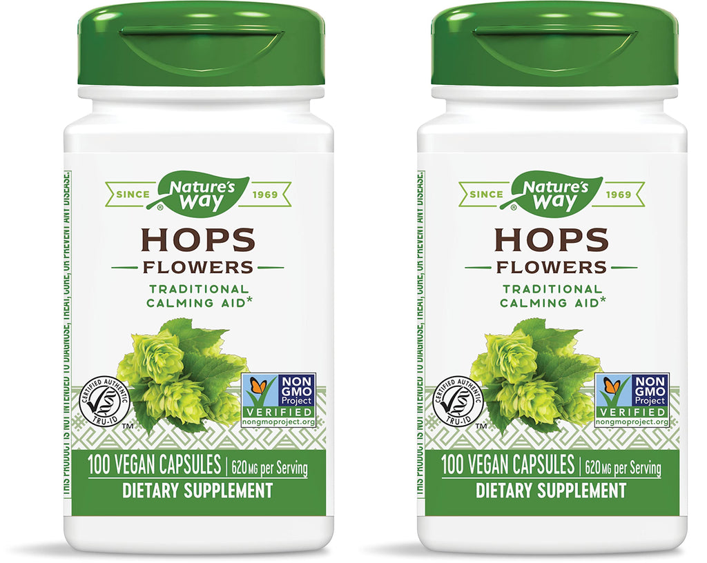 Nature's Way Hops Flowers - Calming Aid, 620 mg per 2-Capsule Serving
