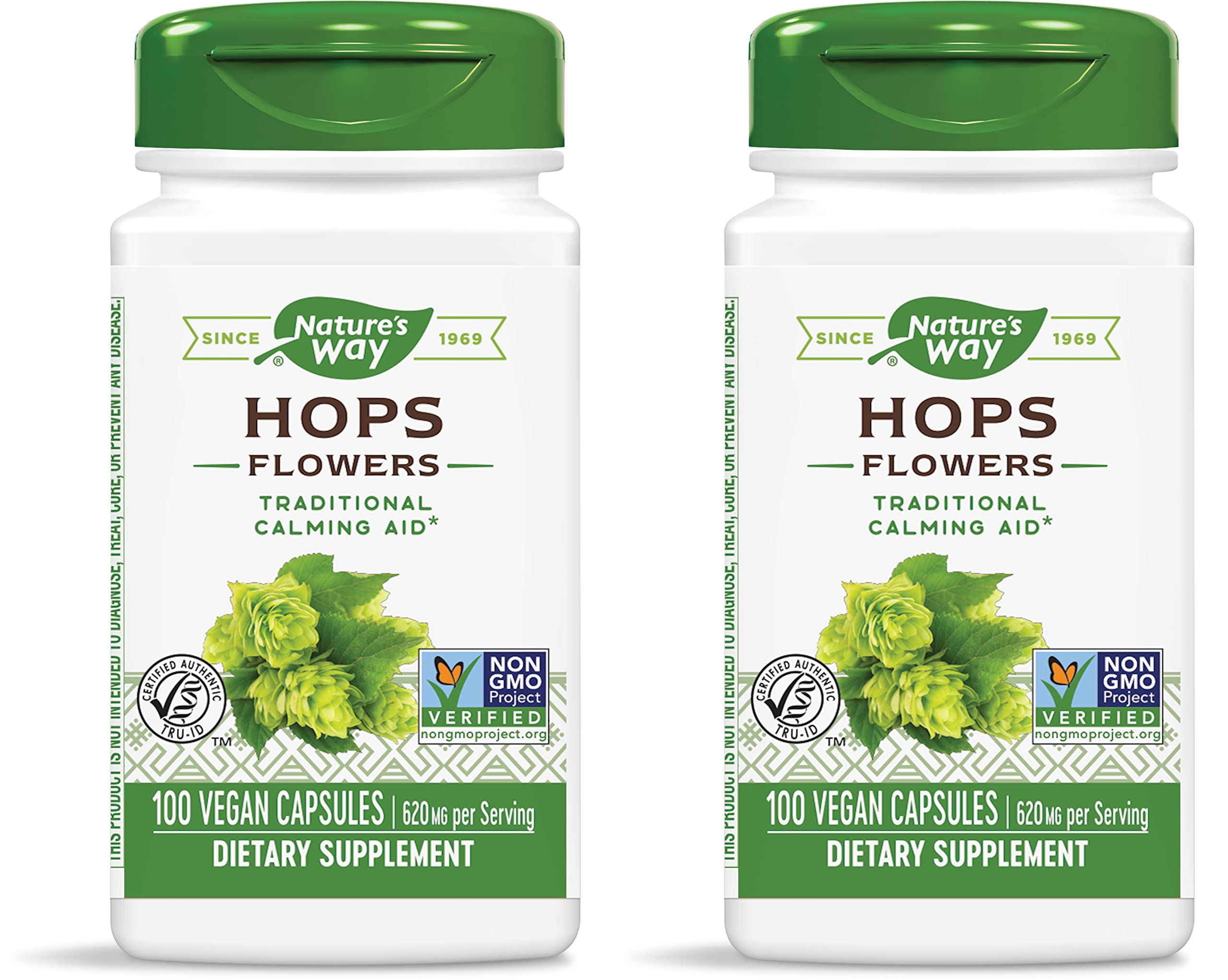 Nature's Way Hops Flowers - Calming Aid, 620 mg per 2-Capsule Serving