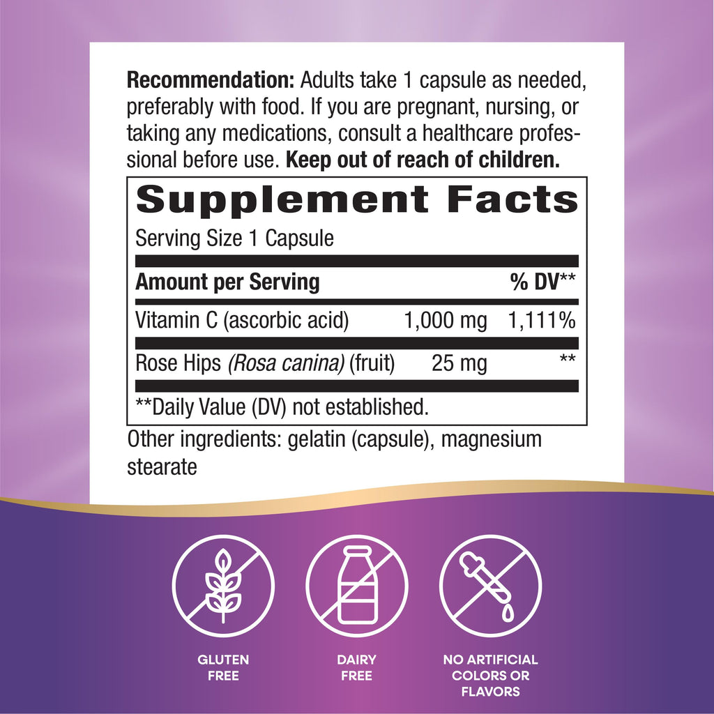Nature's Way Vitamin C with Rose Hips – Extra Strength 1000 mg/Serving