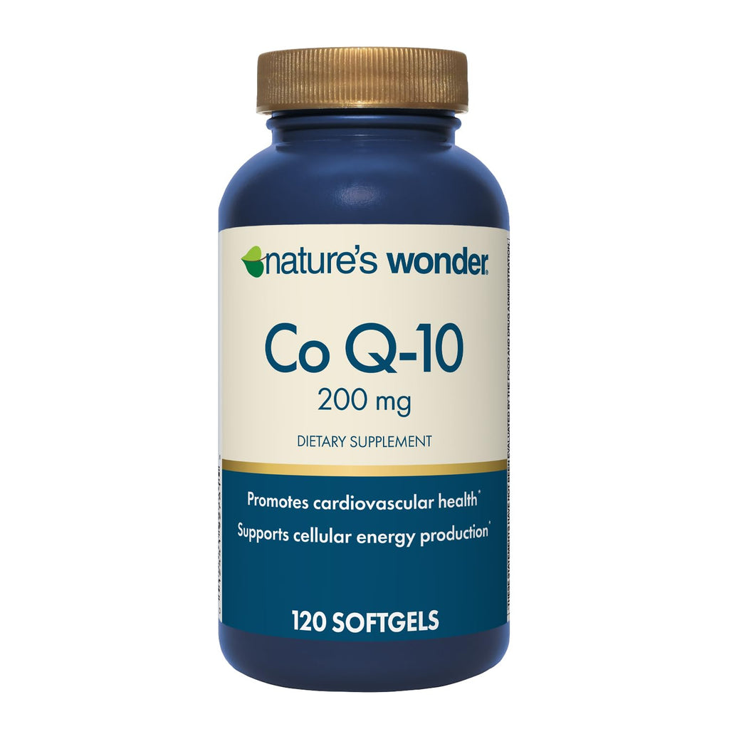 Nature's Wonder CoQ10 Supplement - CoQ10 200mg Softgels to Support Heart Health, Cardiovascular Function, and Cellular Energy Production, 120 Softgels, 120 Days Supply