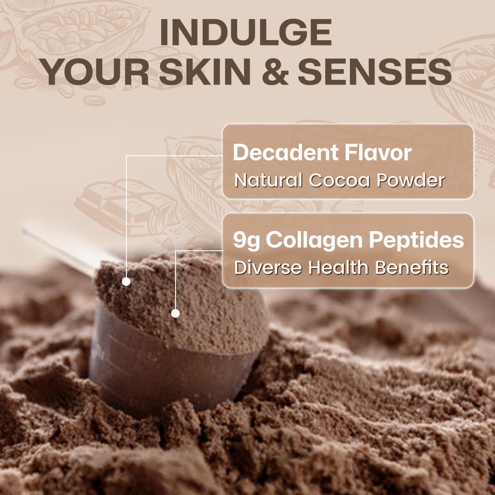 NATURE TARGET Chocolate Multi Collagen Peptides – Gluten Free, Vitamin C & D3 | 35 Servings