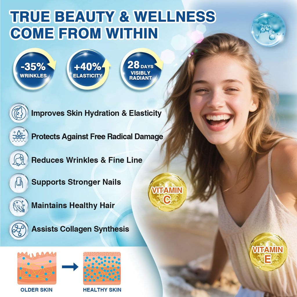 NATURE TARGET Marine Collagen Powder for Women - Hair, Skin, Nails & Joints - 50 Servings