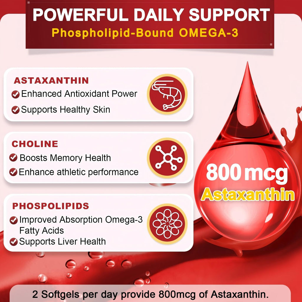 NATURE TARGET Krill Oil 2000 mg with Omega-3 EPA & DHA, Choline & Astaxanthin – 120 Softgels (60 Servings) | Heart, Brain, Joint, Eye Health | Non-GMO, Gluten Free