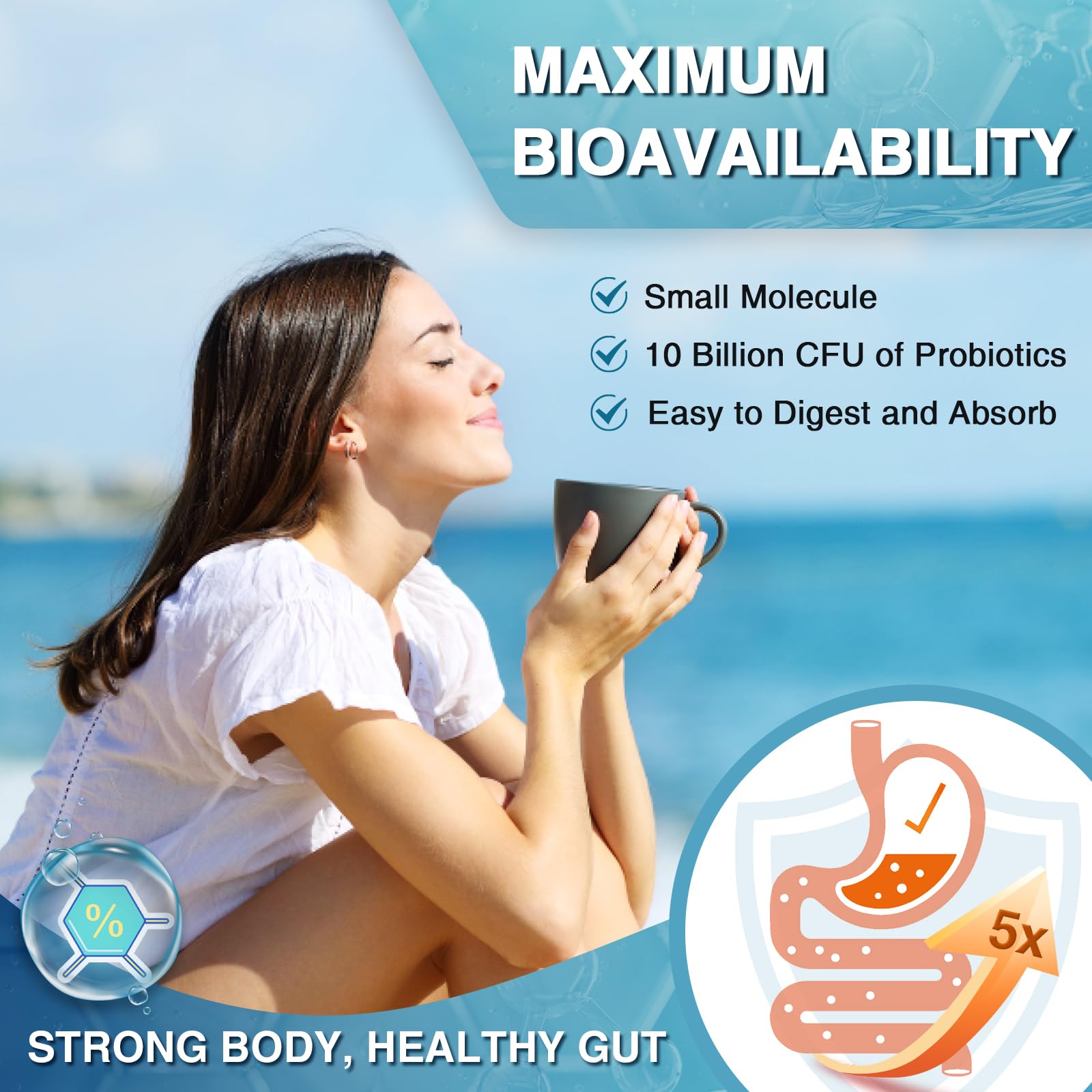 NATURE TARGET Marine Collagen Peptides Powder – Type I & III with Probiotics, Vitamin C & Hyaluronic Acid | 2 x 35 Servings