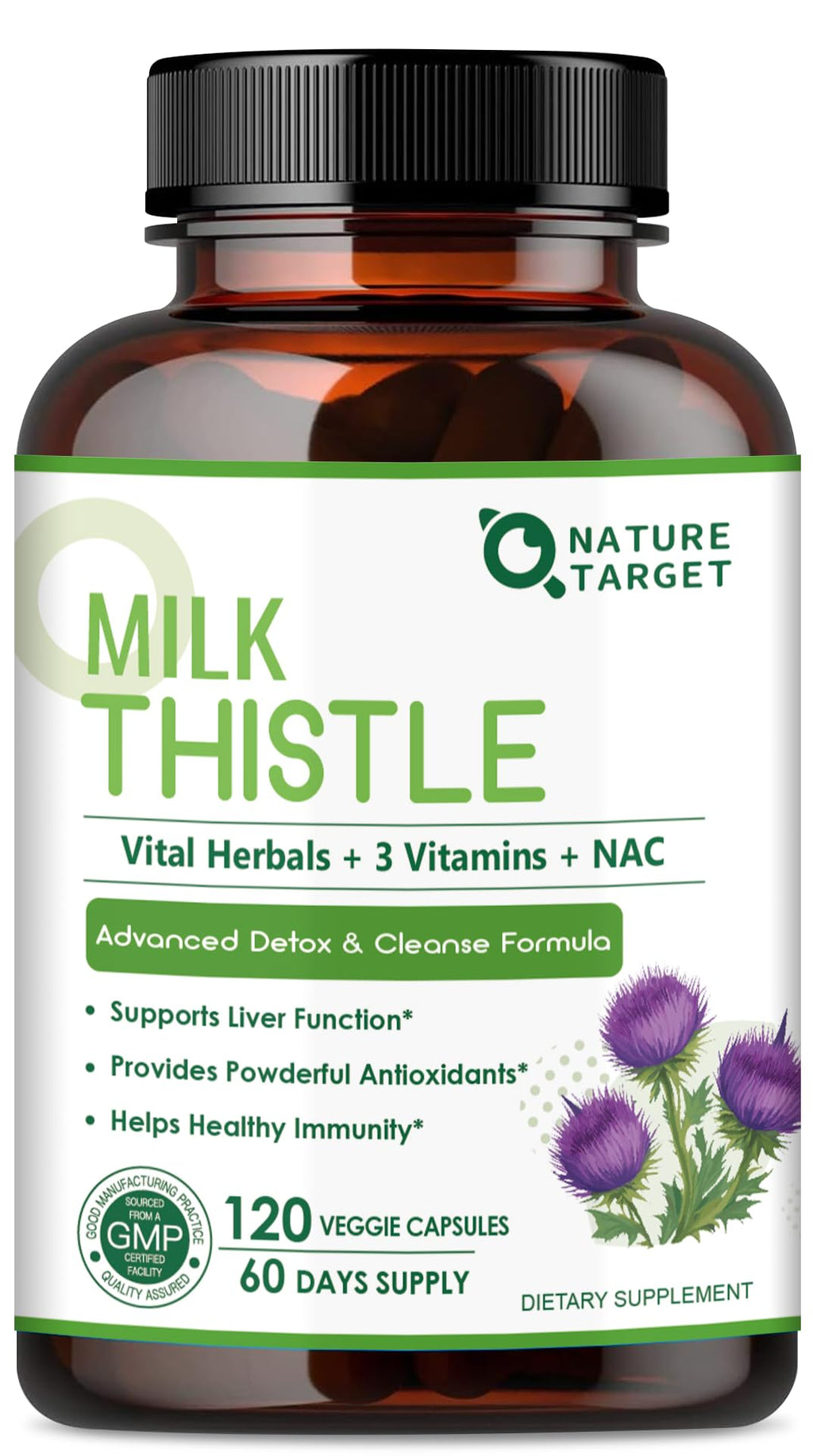 Nature Target Milk Thistle Liver Detox 350mg 30:1 | 120 Veggie Capsules
