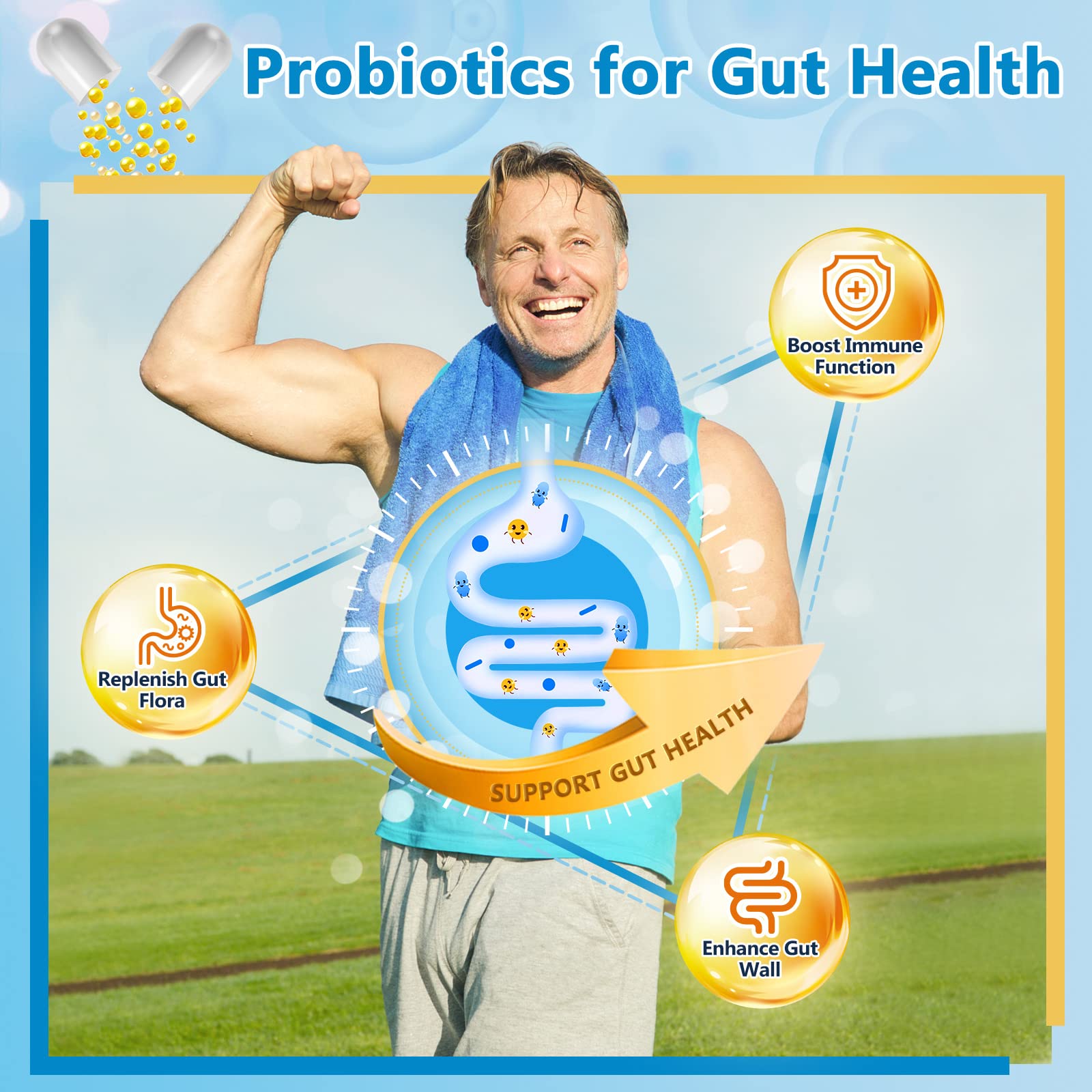 Nature Target Probiotics for Men – Digestive Health with Enzymes & Prebiotics, 100 Billion CFUs, Saw Palmetto & Cranberry, 90 VeggieCaps