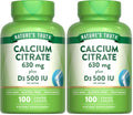 Nature's Truth Calcium Citrate with Vitamin D3 - 100 Caplets Pack of 2 - Vegetarian, Non-GMO & Gluten Free