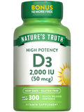 Nature's Truth Vitamin D3 2000 IU | 300 Softgels | High Potency | Non-GMO & Gluten Free