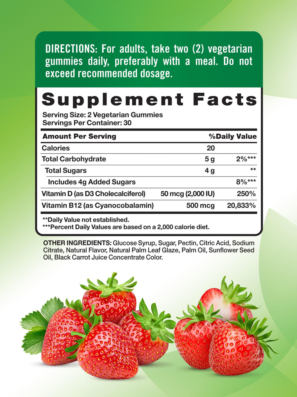 Nature's Truth Vitamin D3 & B12 Gummies for Adults – 60 Count Strawberry, Vegetarian, Non-GMO & Gluten Free (Pack of 2)