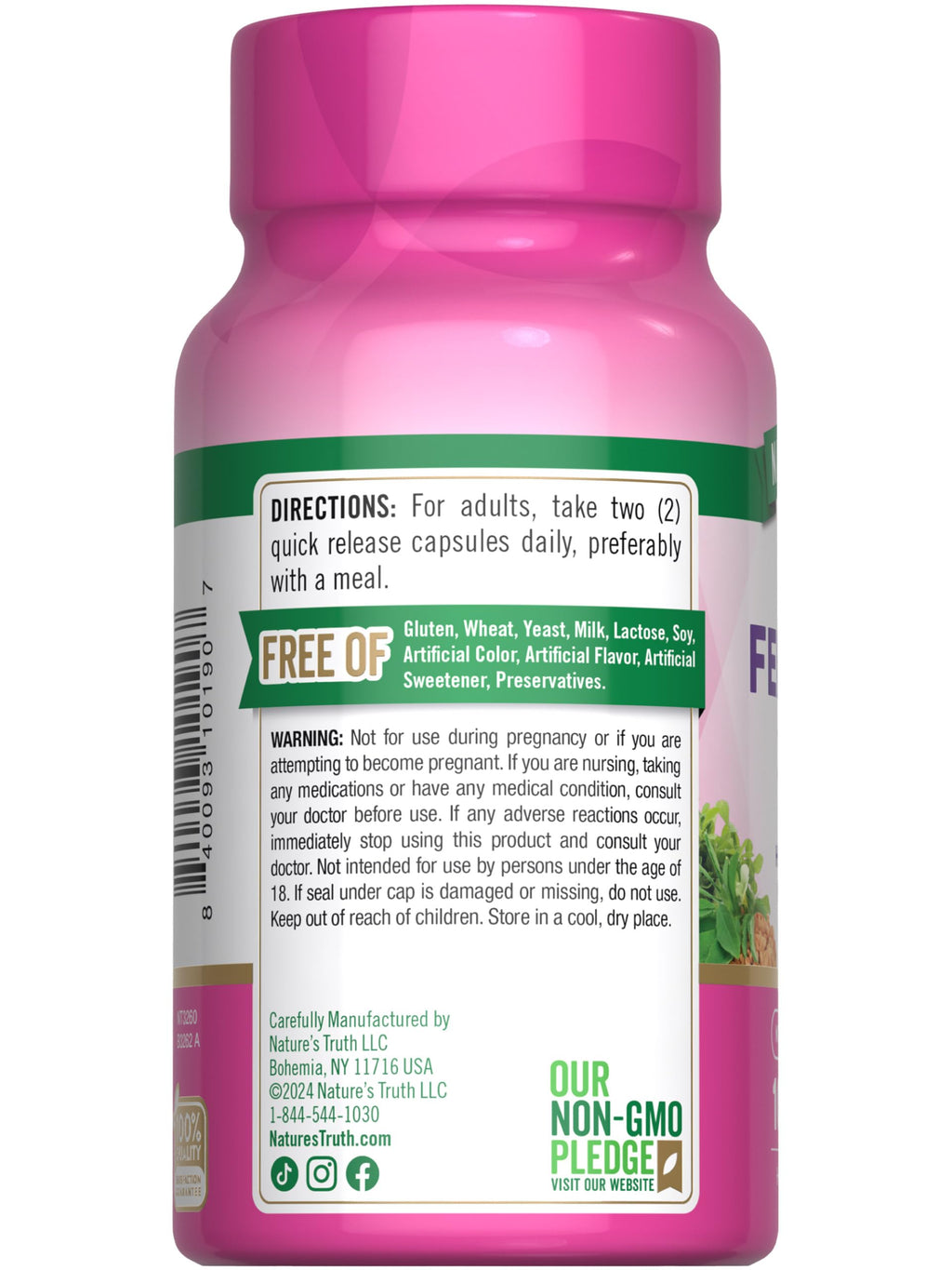 Nature’s Truth Fenugreek Seed Capsules for Women – 2000mg | 100 Count | Non-GMO, Gluten-Free