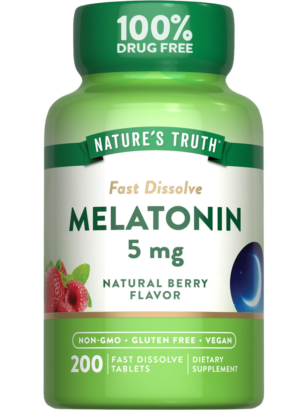 Nature's Truth Melatonin 5mg Fast Dissolve – 200 Count | Vegan & Gluten Free