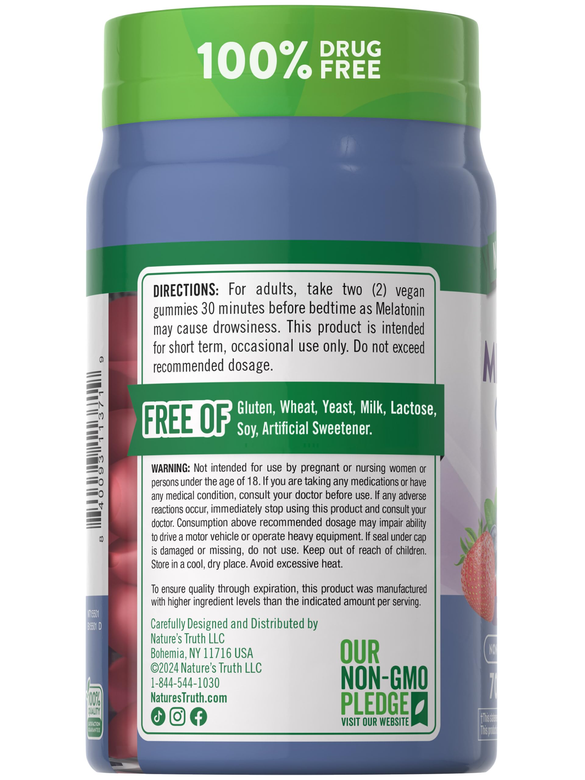 Nature's Truth Melatonin 10mg Gummies – 70 Count, Berry Flavor | Vegan, Non-GMO, Gluten Free