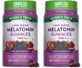 Nature's Truth Melatonin Gummies 1mg - 60 Count Cherry Pomegranate (Pack of 2) – Vegan, Non-GMO & Gluten Free
