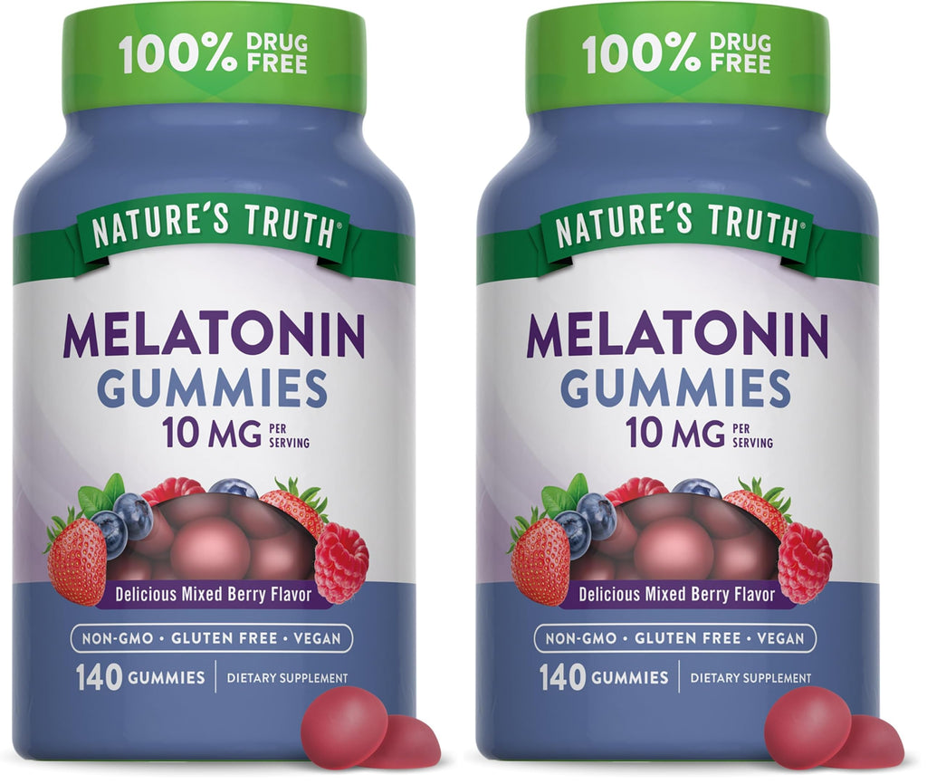 Nature's Truth Melatonin Gummies - 10mg, 140 Count, Berry - Vegan, Non-GMO & Gluten Free (Pack of 2)