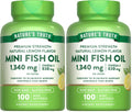 Nature's Truth Mini Fish Oil Omega-3 1340 mg | 100 Softgels | Burpless Lemon (Pack of 2)