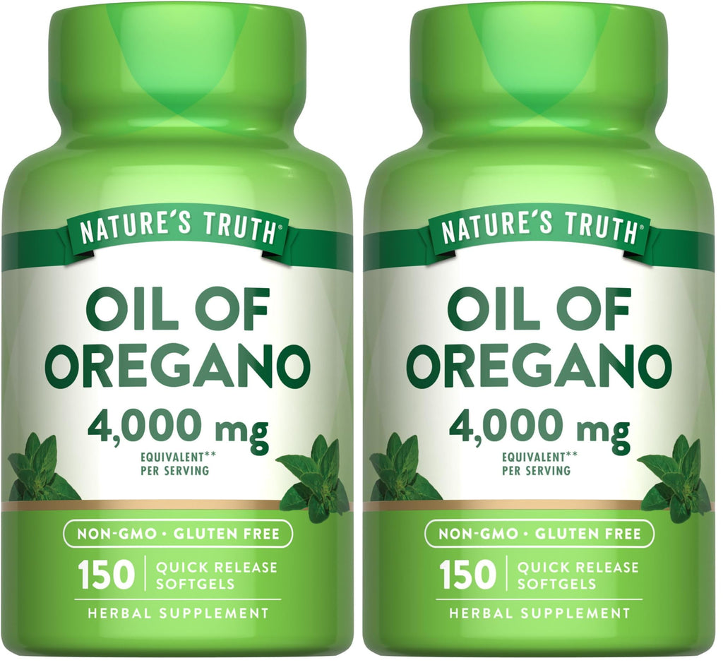 Nature's Truth Oil of Oregano Softgels | 4000 mg | 150 Count | Non-GMO & Gluten Free Herbal Supplement (Pack of 2)