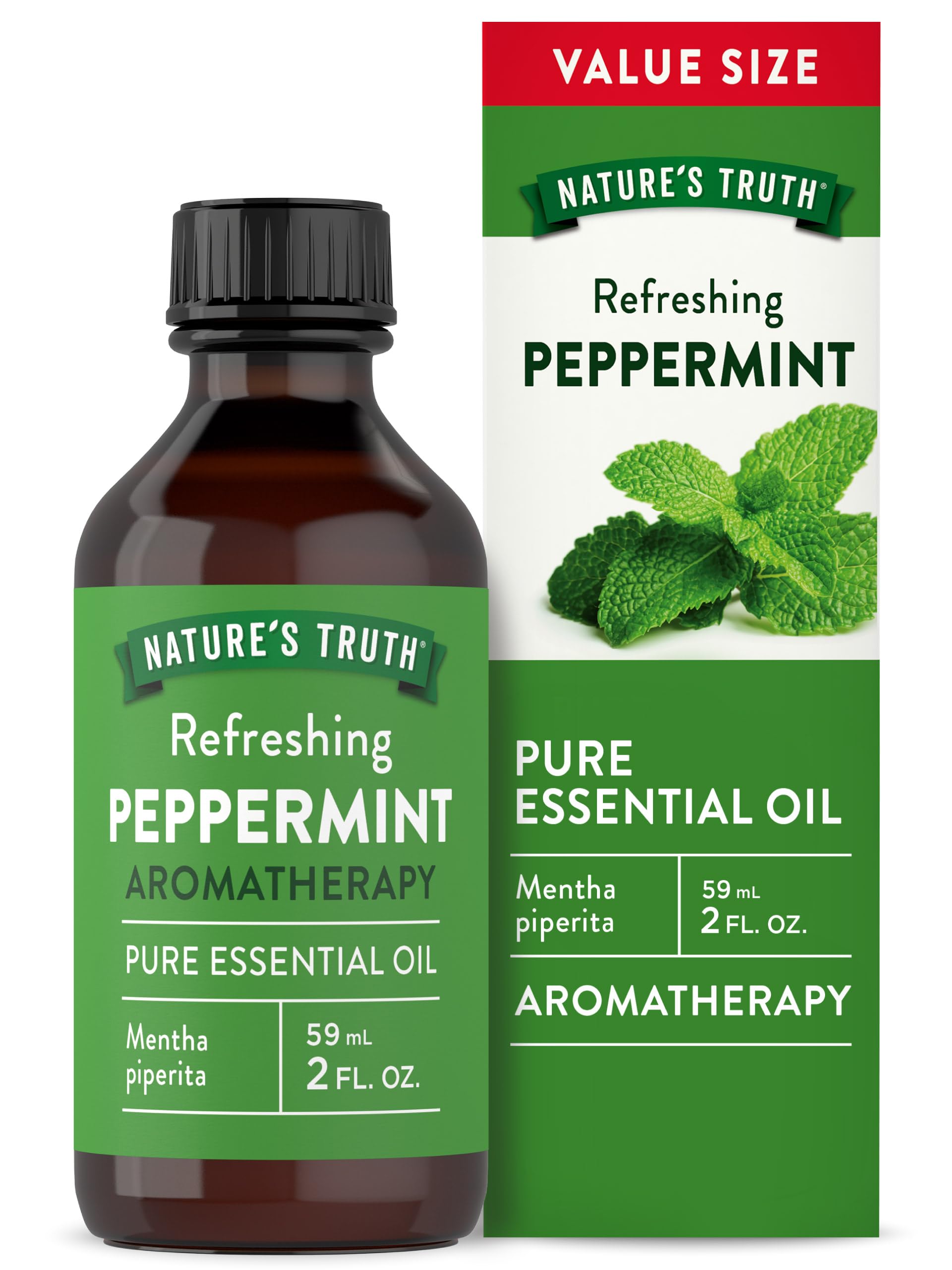 Nature's Truth Peppermint Essential Oil Pure – 2 fl oz | Diffuser & Aromatherapy