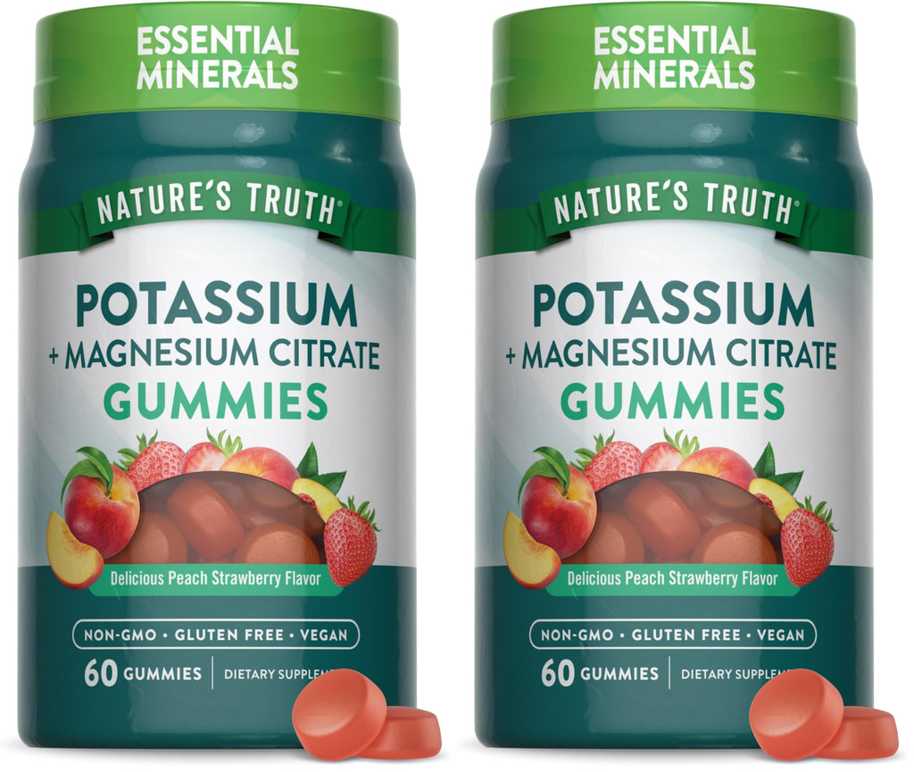 Nature's Truth Potassium Magnesium Citrate Gummies – 60 Count, Vegan, Non-GMO & Gluten Free (Pack of 2)