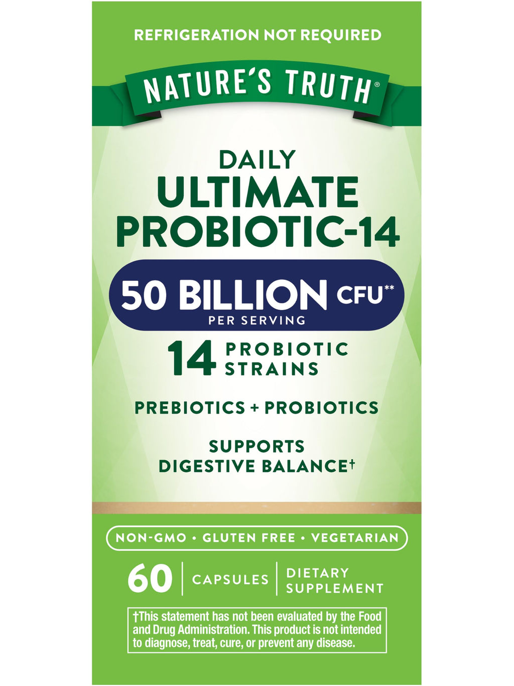 Nature's Truth Probiotic for Women and Men | 50 Billion CFU, 14 Strains, 60 Veg Capsules