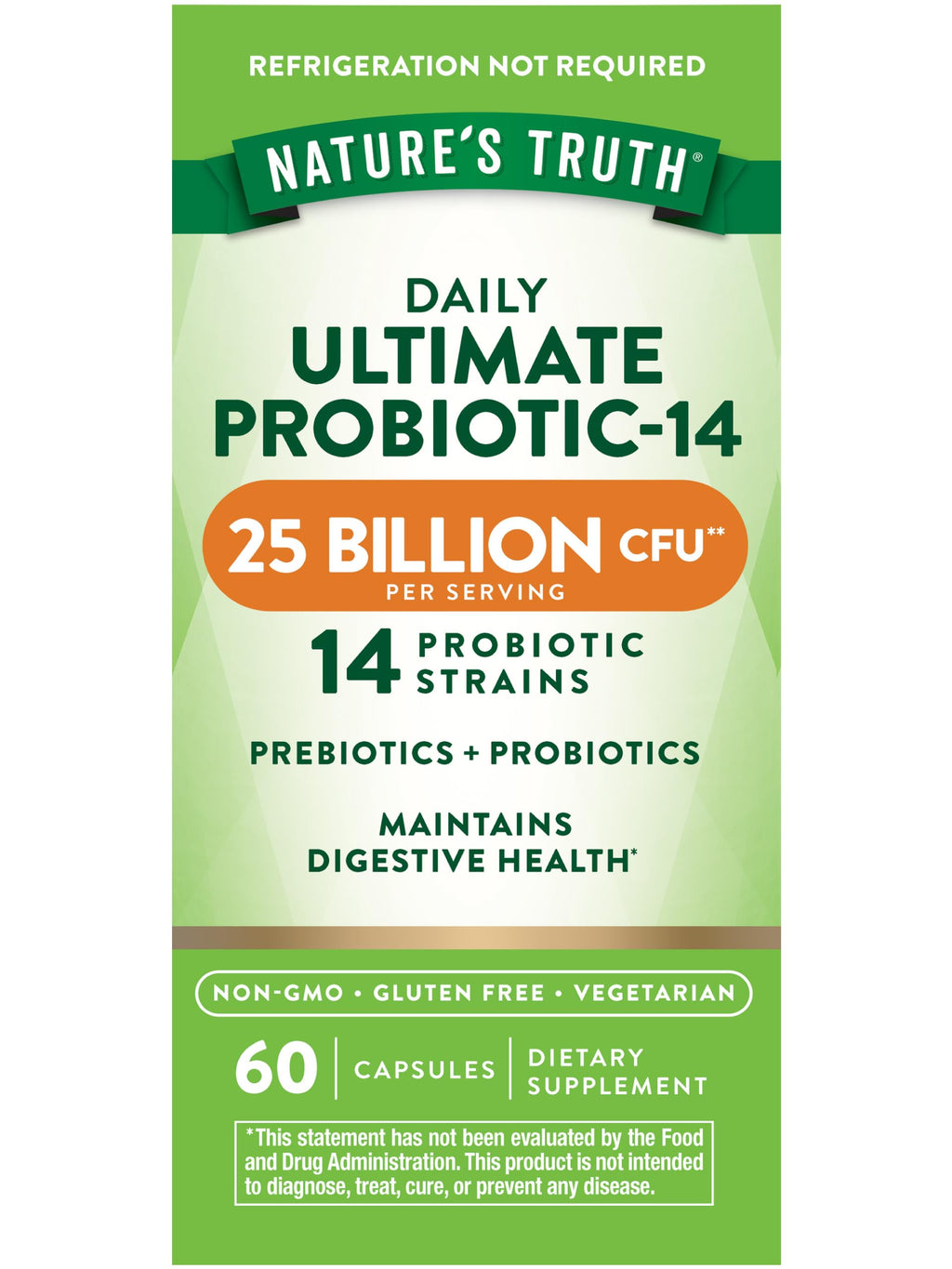 Nature's Truth Probiotics for Men & Women – 25B CFU, 14 Strains, 60 Capsules