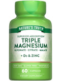 Nature's Truth Triple Magnesium Complex - 60 Capsules | Glycinate, Citrate & Malate + D3 & Zinc