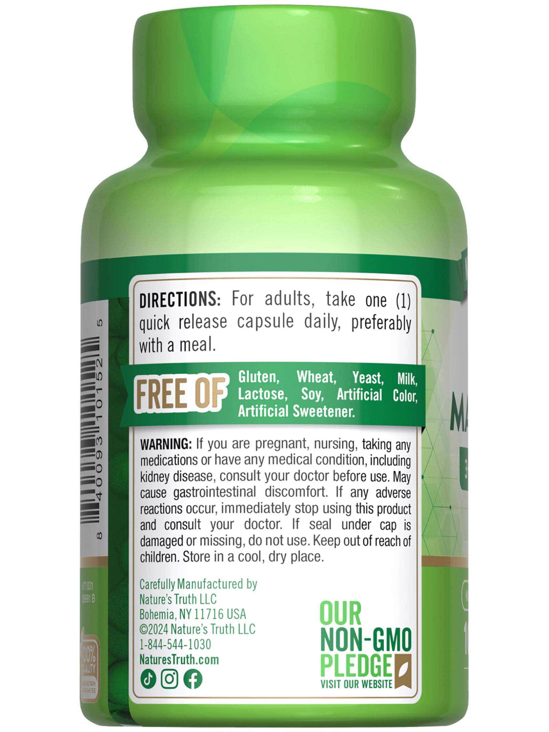 Nature's Truth Triple Magnesium Complex – 100 Capsules | Non-GMO & Gluten Free