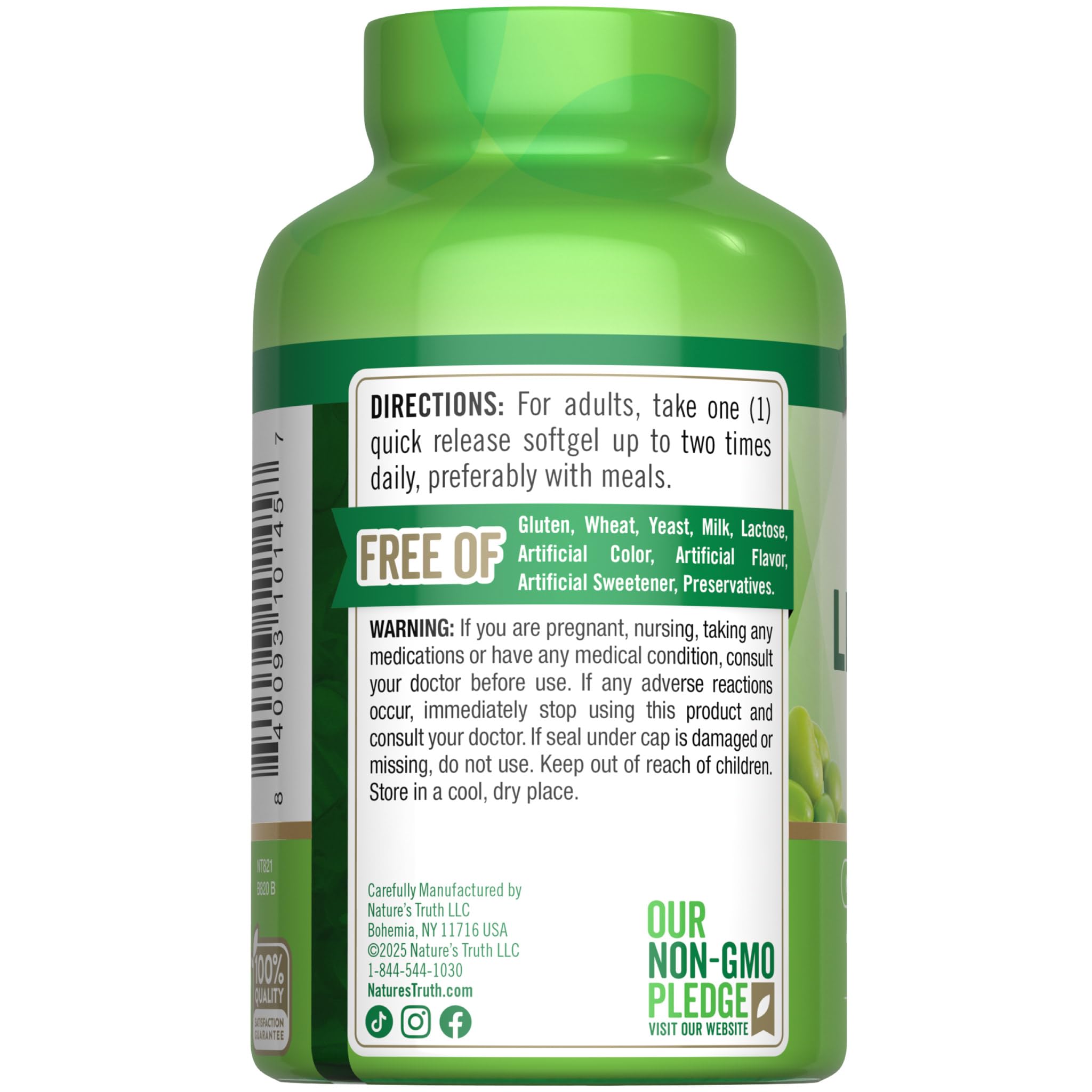 Nature's Truth Ultra Soy Lecithin 1200 mg - 120 Softgels, Non-GMO & Gluten Free