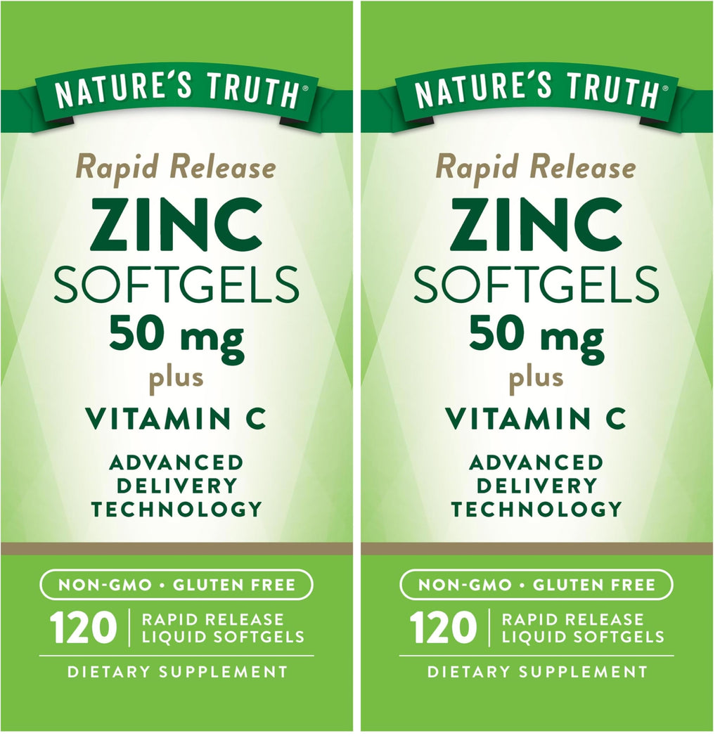 Nature's Truth Zinc with Vitamin C – 50mg, 120 Softgels (Pack of 2) | Non-GMO & Gluten Free