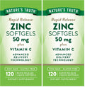 Nature's Truth Zinc with Vitamin C – 50mg, 120 Softgels (Pack of 2) | Non-GMO & Gluten Free