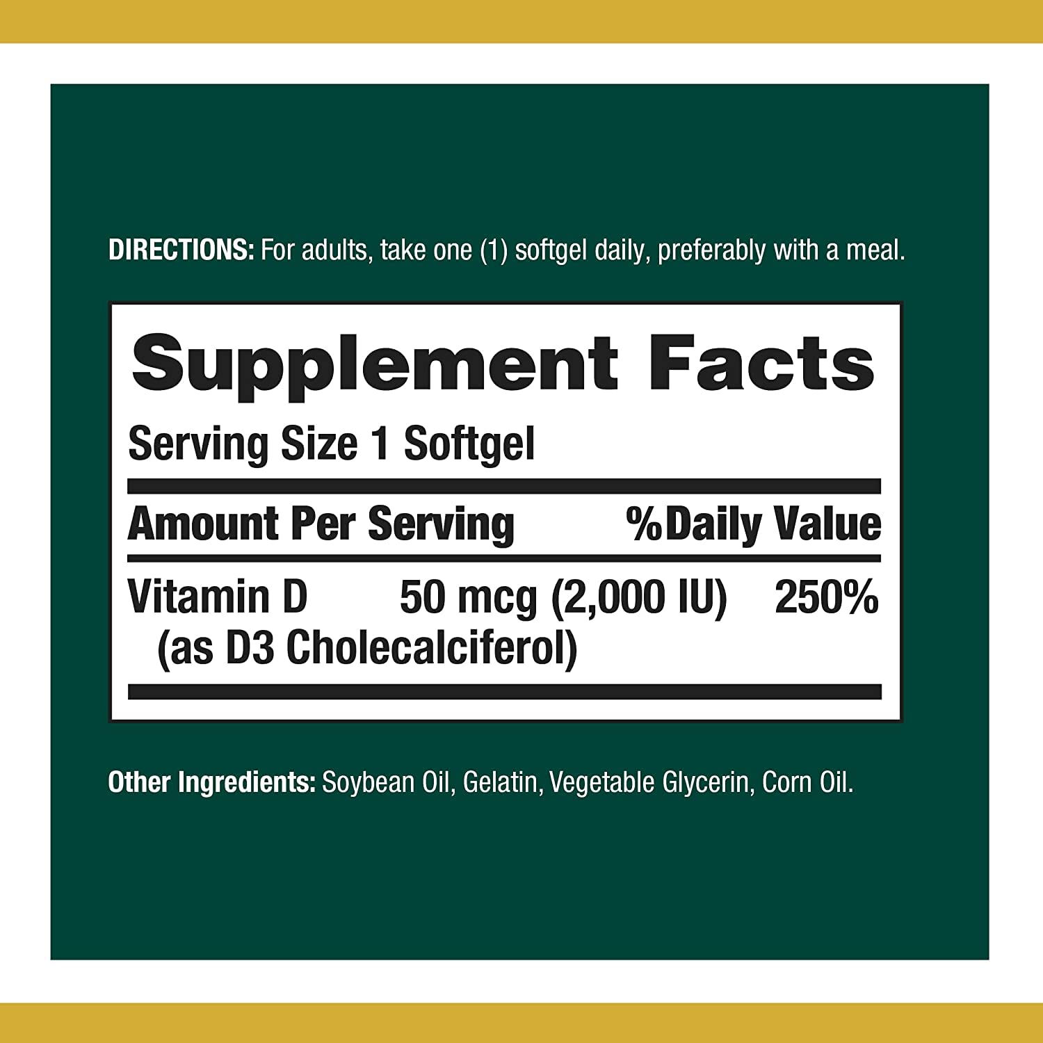 Nature's Bounty Vitamin D 2,000 IU Softgels | Vitamin D3 Supplement