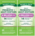 Nature's Truth Probiotics with Enzymes – 60 Capsules (Non-GMO, Gluten Free) – Pack of 2