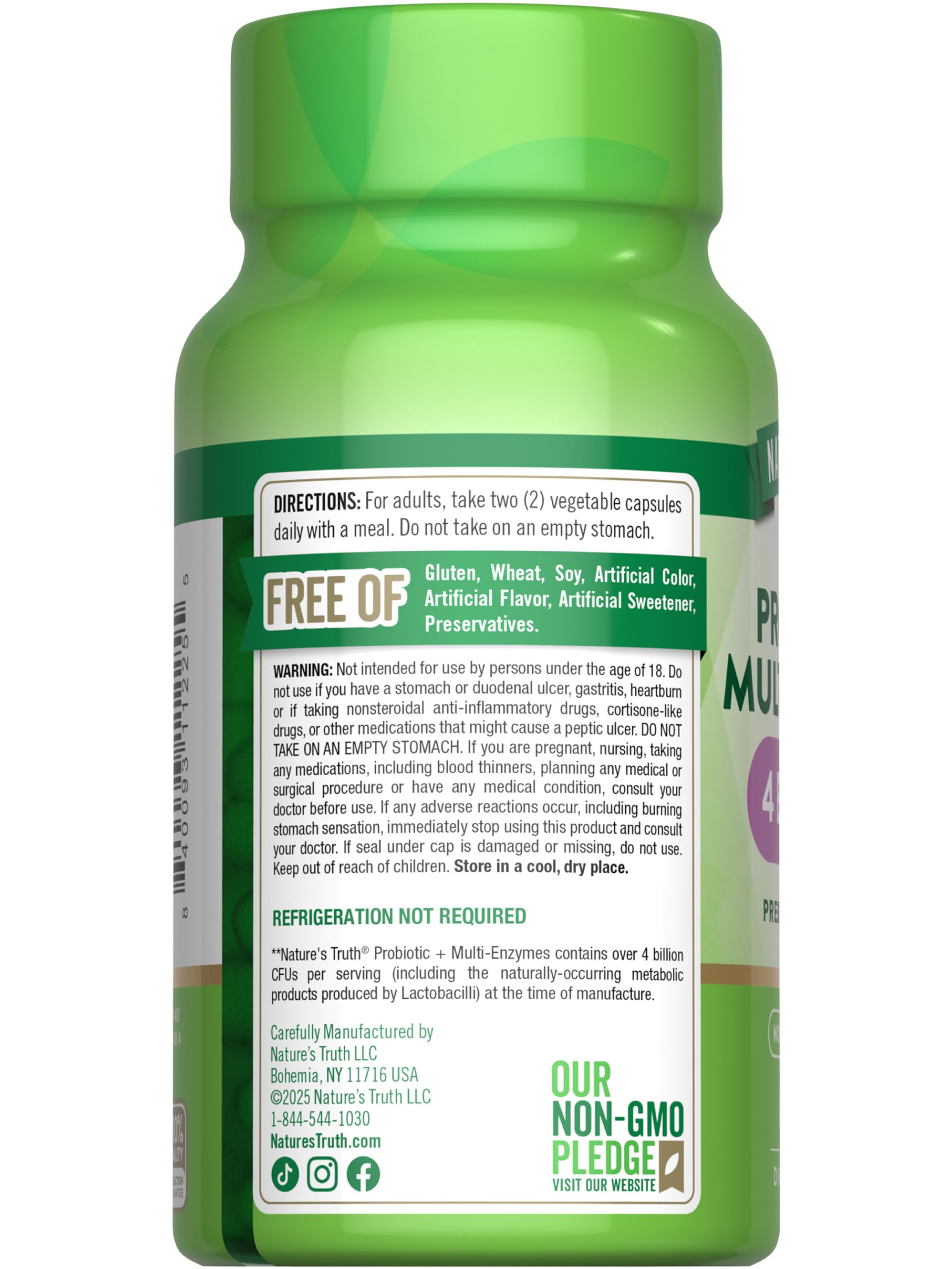 Nature's Truth Probiotics with Enzymes – 60 Capsules (Non-GMO, Gluten Free) – Pack of 2
