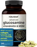 NatureBell Advanced Glucosamine Chondroitin MSM Supplement – 240 Capsules | 10-in-1 Joint Support Complex, Non-GMO