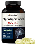 NatureBell Alpha Lipoic Acid Complex 600mg - 300 Capsules | Myelinctin Formula