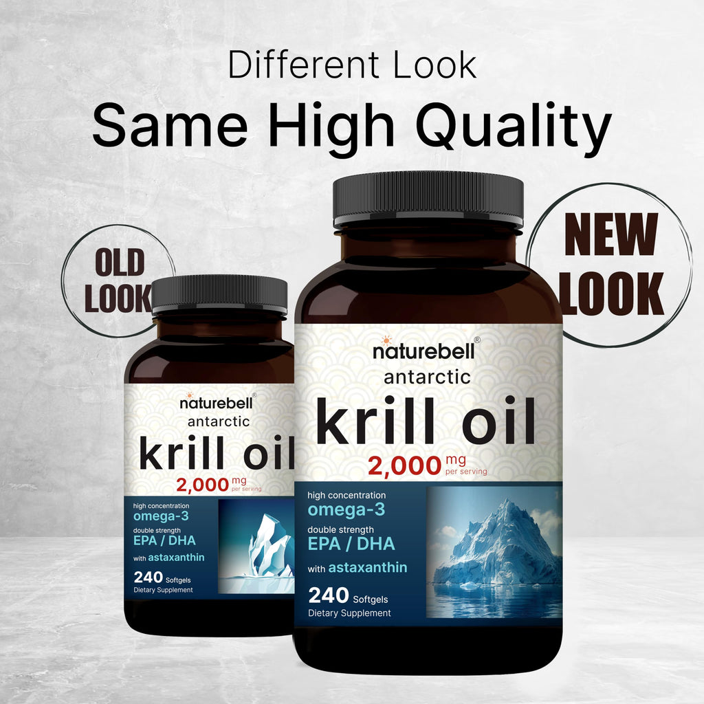 NatureBell Antarctic Krill Oil 2000mg - 240 Softgels - 3x Strength | EPA 240mg DHA 160mg Astaxanthin 800mcg