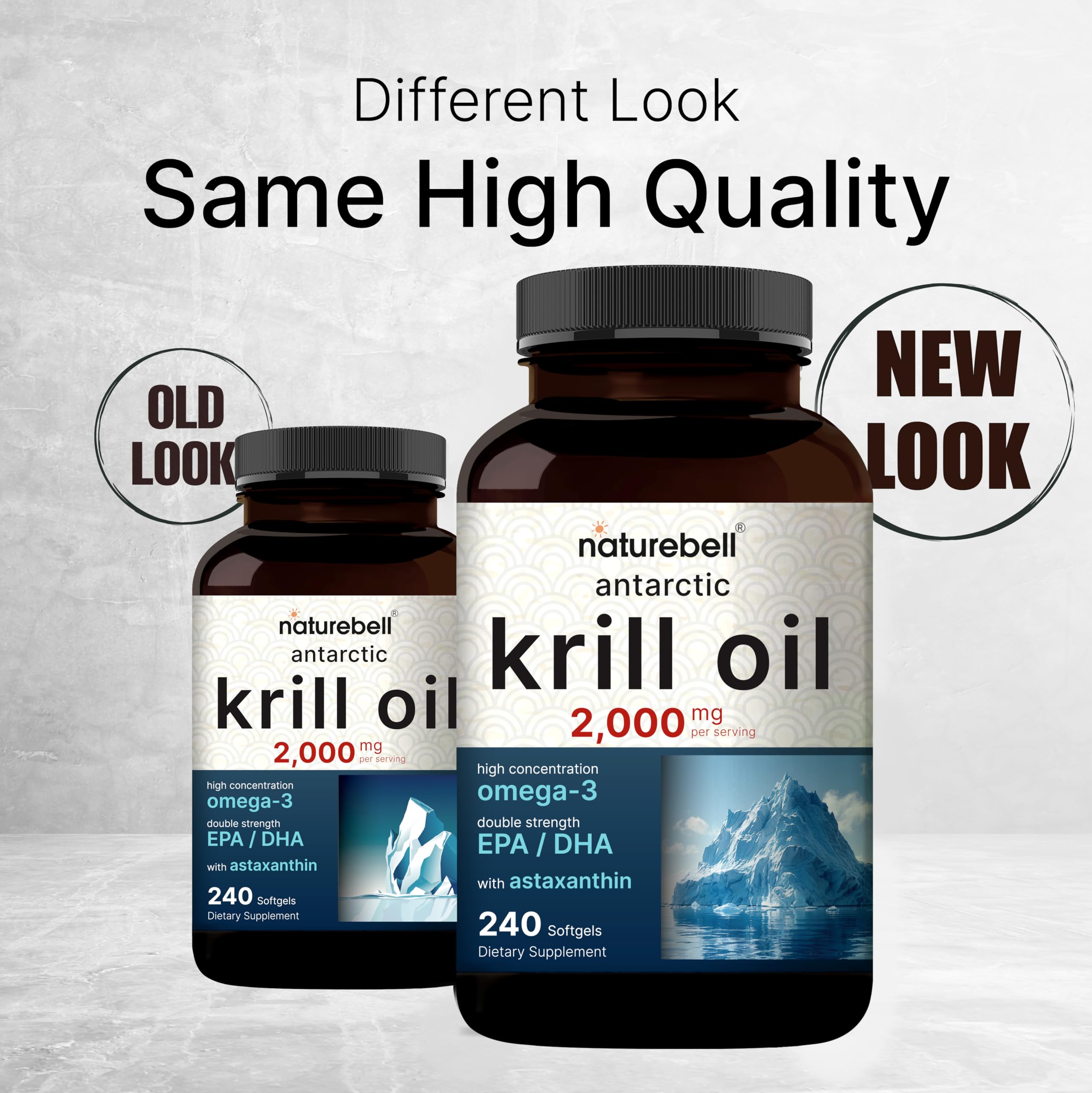 NatureBell Antarctic Krill Oil 2000mg - 240 Softgels - 3x Strength | EPA 240mg DHA 160mg Astaxanthin 800mcg