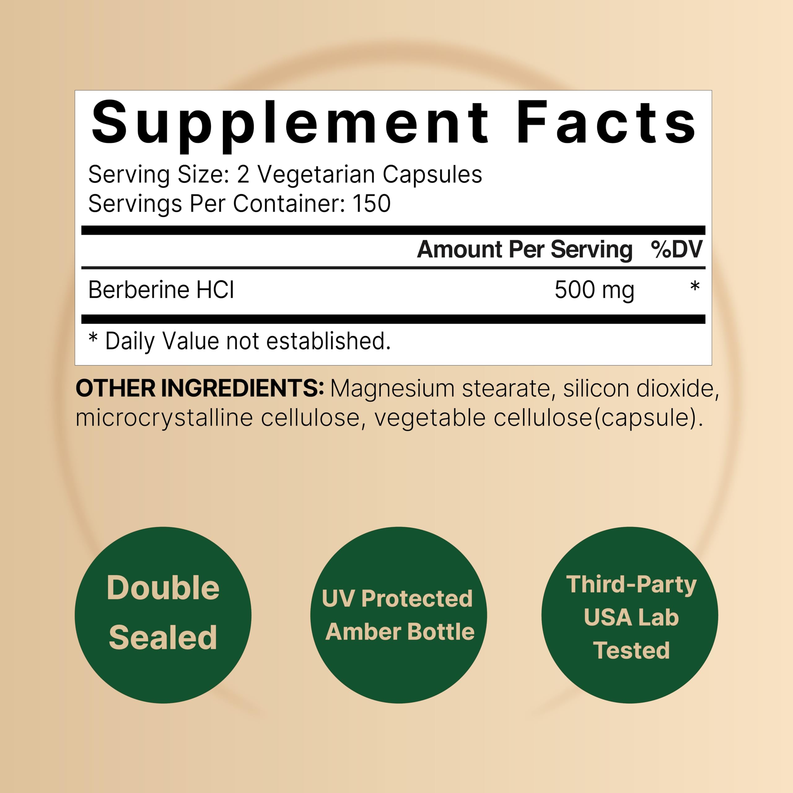 NatureBell Berberine 500mg – 300 Veggie Capsules | 5:1 Root Extract, Plant Based
