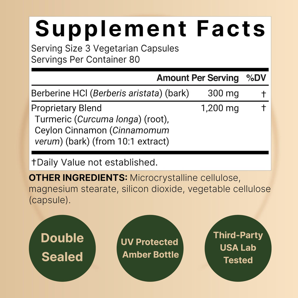 NatureBell Berberine 1500mg with Cinnamon & Turmeric – 2 Pack Veggie Capsules | 97% Pure Berberine HCl
