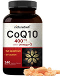 NatureBell CoQ10 400mg with Omega-3 – 240 Capsules | Extra Strength, High Absorption CoQ10 for Heart Health & Energy
