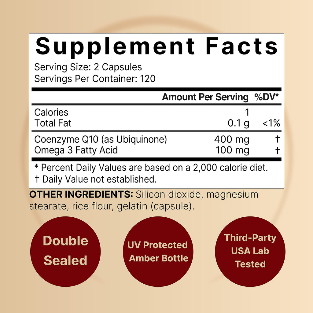 NatureBell CoQ10 400mg with Omega-3 – 240 Capsules | Extra Strength, High Absorption CoQ10 for Heart Health & Energy